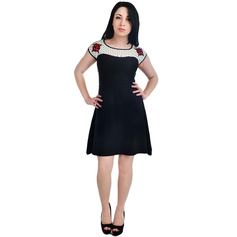 Retro Rosebud Polka Dot Sweetheart Dress - Picture 3 of 4